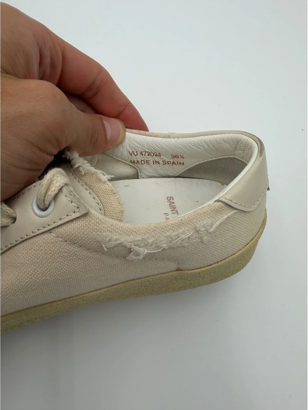 Saint Laurent SL06 Court Classic Light Beige Sneakers Womens Size 6.5/36.5